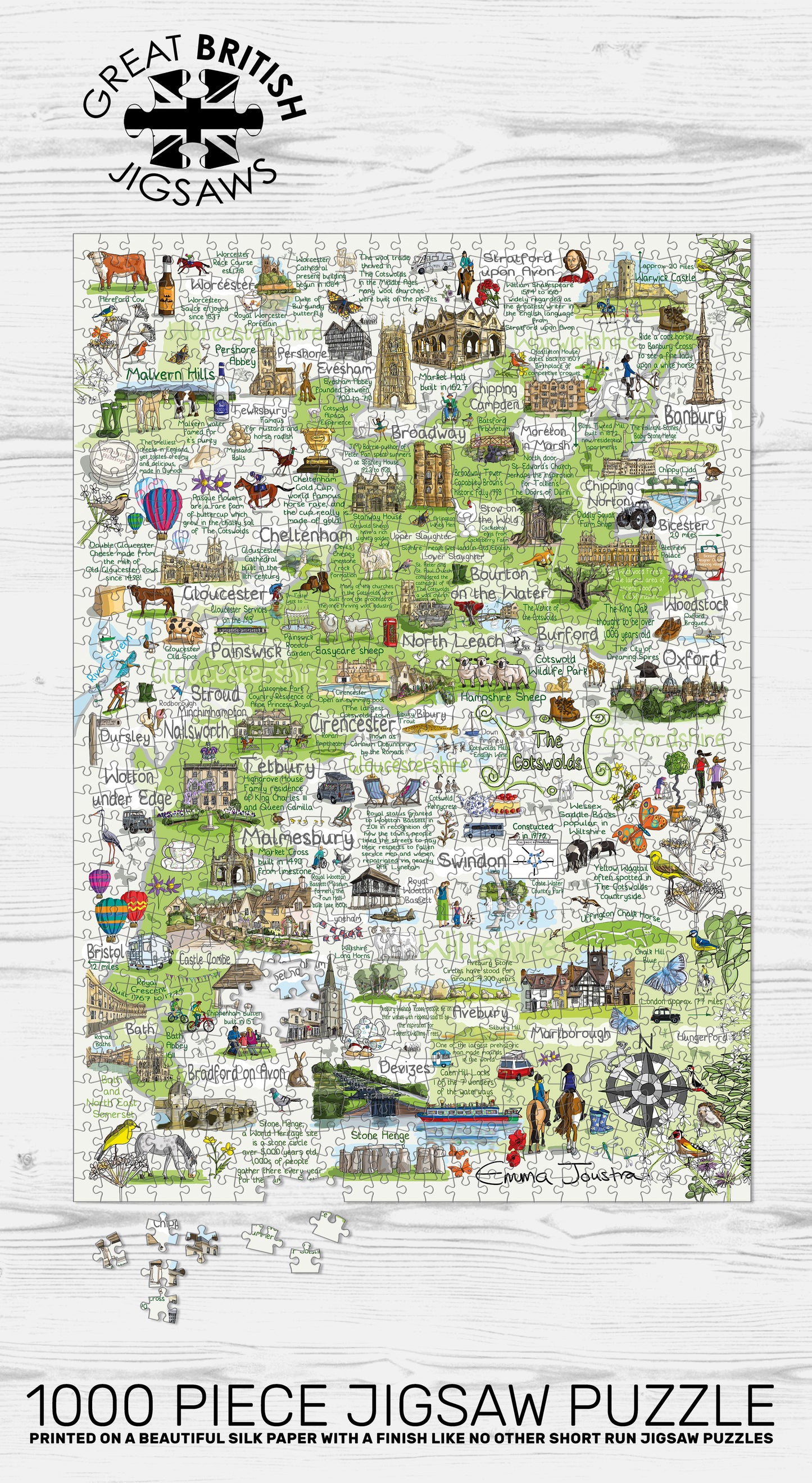 Cotswolds Map 1000 Piece Jigsaw Puzzle