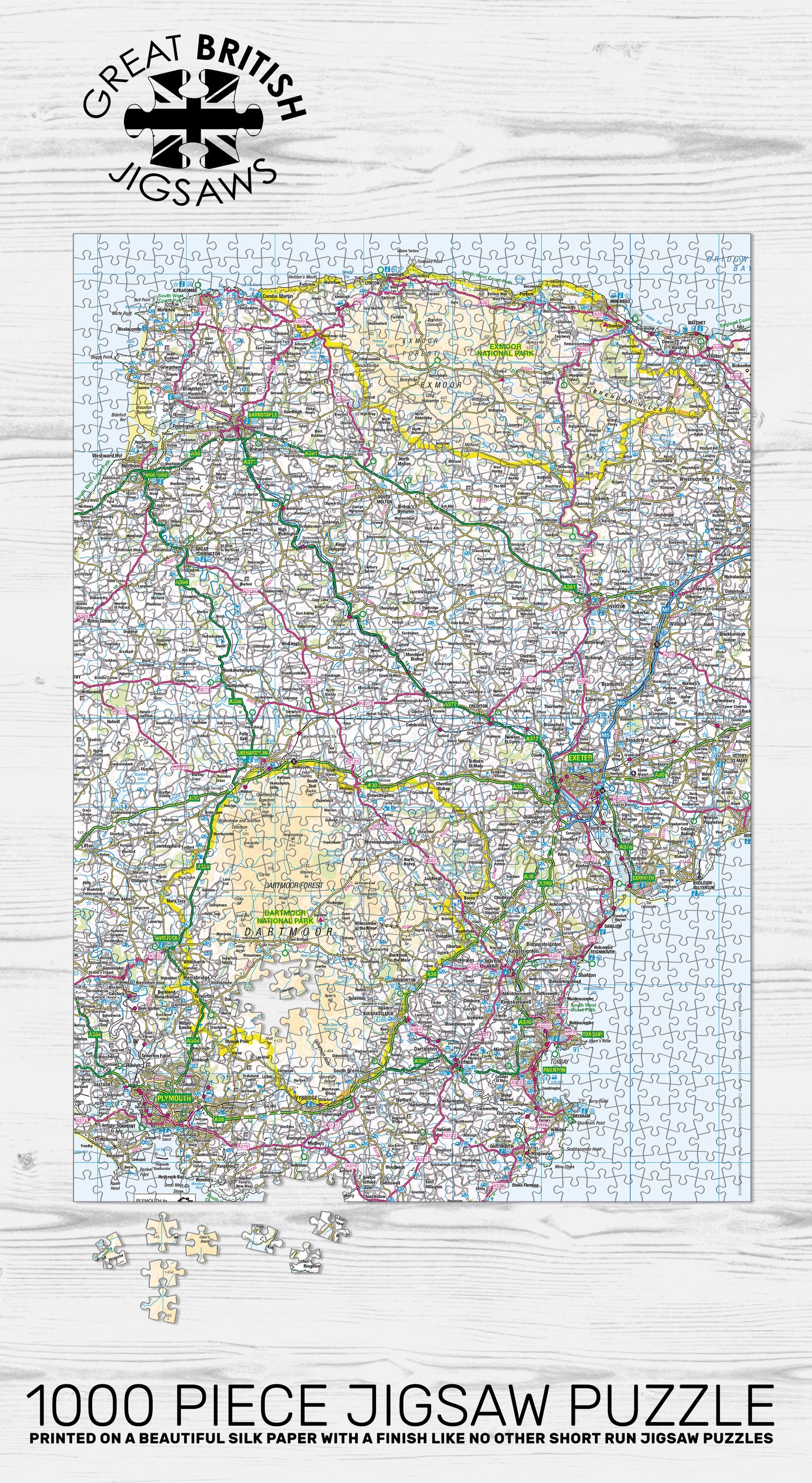 Dartmoor-Exmoor Map 1000 Piece Jigsaw Puzzle